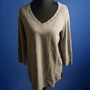 Chicos Size 0 Zenergy 3/4 Sleeve Tunic Gray Cotton Blend